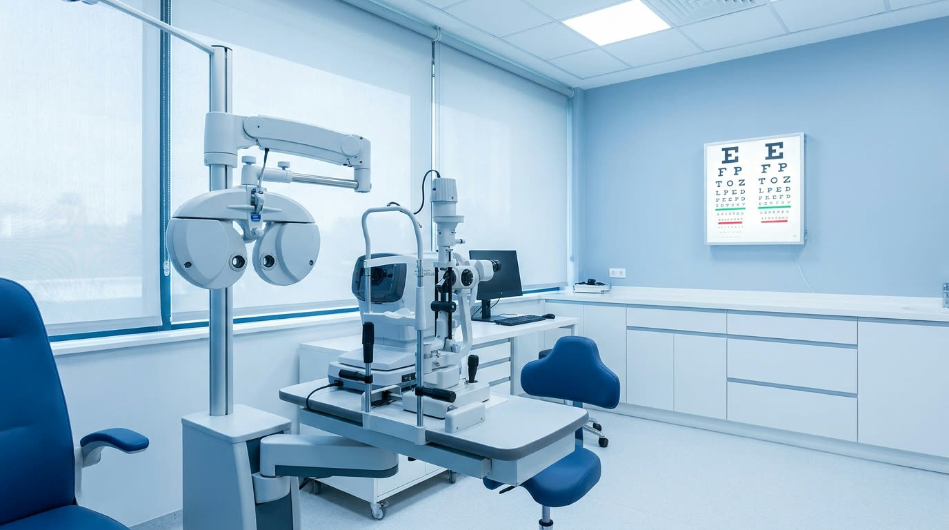 Salle de consultation du cabinet d'ophtalmologie du Dr Marc Franchini a Ajaccio